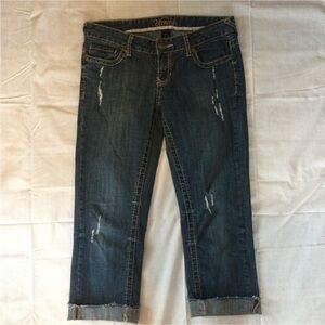 Vanity Distressed Denim Jean Cuffed Capris Size 27